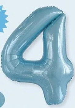 Balloon 34" (86cm) Number 4 Light Blue (Uninflated)