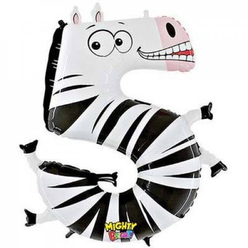 Balloon 34" (86cm) Zooloon Number 5 Zebra 