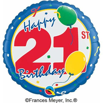 Balloon Foil 18" Happy 21st Birthday w/ Balloons (Uninflated)