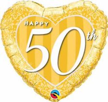 Balloon Foil 18" Happy 50th Gold Heart 