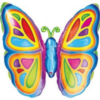 Balloon Foil Supershape Bright Multicolour Butterfly (Uninflated)