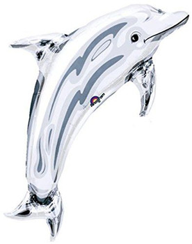 Balloon Foil Supershape Silver Dolphin Holographic (Uninflated)