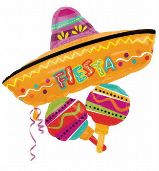 Balloon Foil Supershape Fiesta Hat and Maracas 