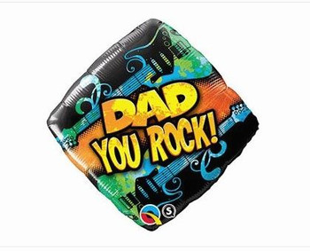 Balloon Foil 18" Dad You Rock! Guitar Print Diamond (Uninflated)