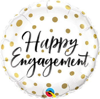 Balloon Foil 18" Happy Engagement w/ Golden Dots (Uninflated)