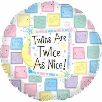 Balloon Foil 18" Twins are Twice as Nice (Uninflated)