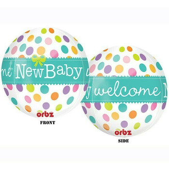 Balloon Orbz Welcome New Baby Polka Dots (Uninflated)