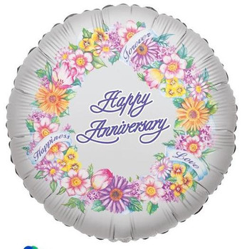 Balloon Foil 18" Happy Anniversary Flower Wreath (Uninflated)