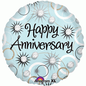 Balloon Foil 18" Happy Anniversary Sparkling Diamante 