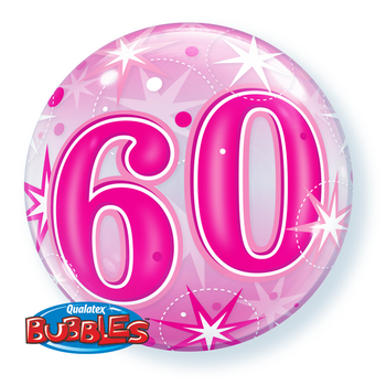 Balloon Bubble Pink 60 w/ Stars 