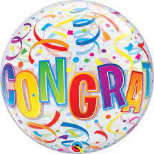 Balloon Bubble Congrats w/ Streamers 