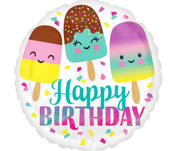 Balloon Foil 18" Happy Birthday Ice Creams (Uninflated)