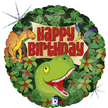 Balloon Foil 18" Happy Birthday Dinosaur Head (Uninflated) 