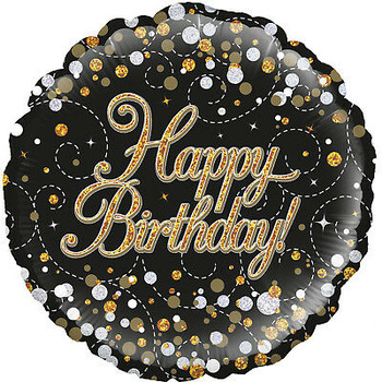 Balloon Foil 18" Happy Birthday! Sparkling Fizz Gold (Uninflated)