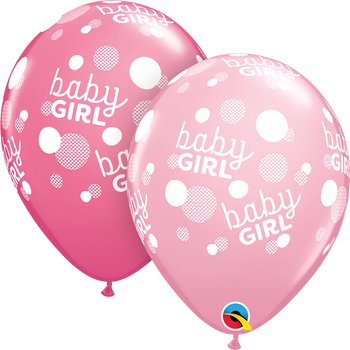 Balloon Pink & Rose Baby Girl Dots-a-Round 11" Pack of 25