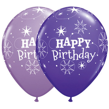 Balloon Happy Birthday Sparkle Lilac & Purple 11" Pack of 25 (Uninflated)