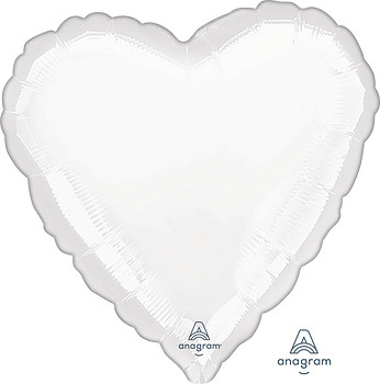 Balloon Foil 18" Metallic White Heart (Uninflated)