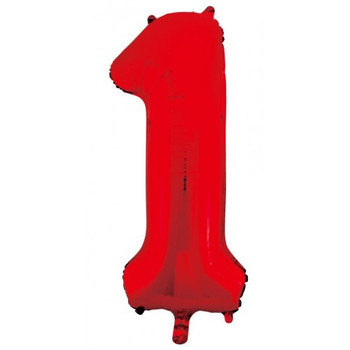 Balloon 34" (86cm) Number 1 Red (Uninflated)