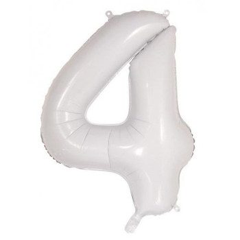 Balloon 34" (86cm) Number 4 White (Uninflated)