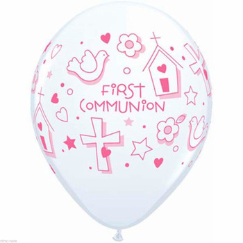 Balloon First Communion Symbols Girl 11" Pack of 25 (Uninflated)