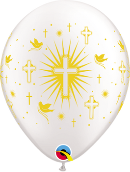 Balloon Gold Shining Cross w/ Doves Christening/Baptism 11" Pack of 25