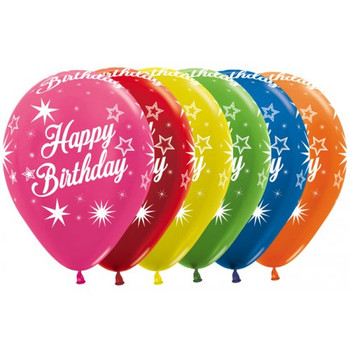 Balloon Happy Birthday Sparkle Metallic Colourful 11" Pack of 25 (Uninflated)