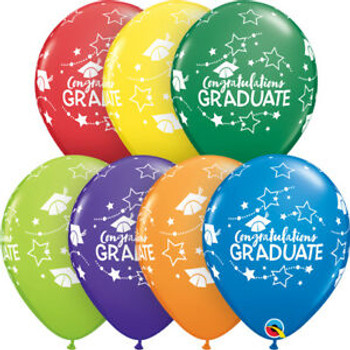 Balloon Congratulations Graduate Stars & Caps 11" Pack of 10 (Uninflated)