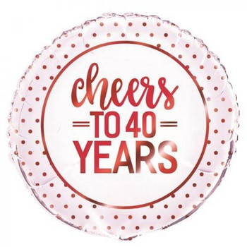 Balloon Foil 18" Cheers to 40 Years (Uninflated)