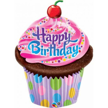 Balloon Foil Supershape Happy Birthday Cupcake (Uninflated)