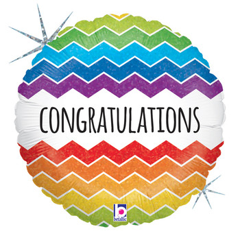 Balloon Foil 18" Congratulations! Colourful Chevron (Uninflated)