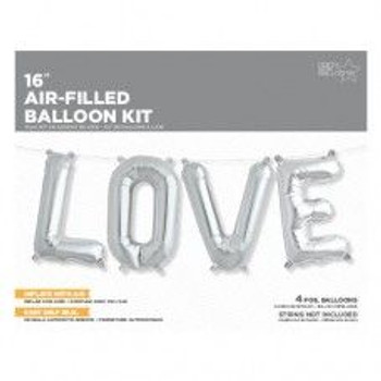 Balloon Foil Banner LOVE Silver Script (Uninflated)