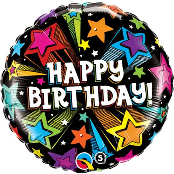 Balloon Foil 18" Happy Birthday Colourful Star Burst (Uninflated)