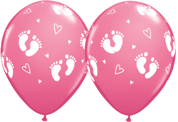 Balloon Pink Footprints & Hearts 11" Pack of 25 (Uninflated)