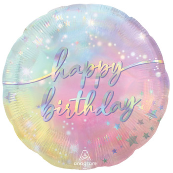 Balloon Foil 18" Pastel Luminous Happy Birthday (Uninflated)