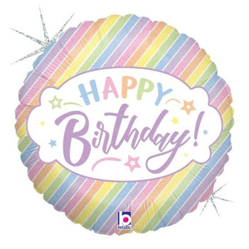 Balloon Foil 18" Pastel Happy Birthday (Uninflated)