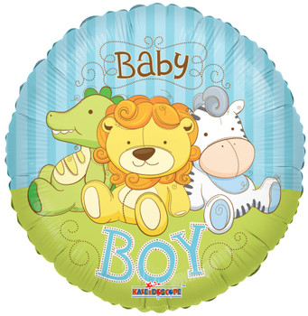 Balloon Foil 18" Baby Boy Jungle Animals (Uninflated)