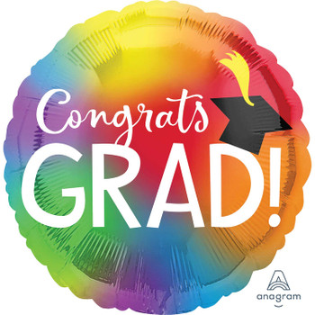 Balloon Foil Supershape Congrats Grad! Rainbow (Uninflated)