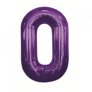 Balloon 34” (86cm) Number 0 Purple