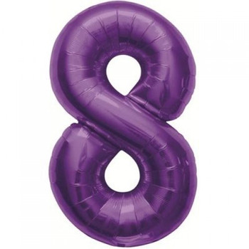 Balloon 34” (86cm) Number 8 Purple