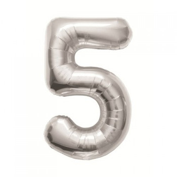 Balloon 34” (86cm) Number 5 Silver