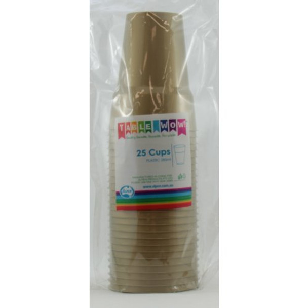 Cup - Gold - Plastic - (285ml) pkt 25