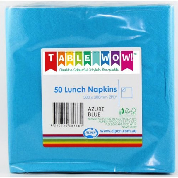 Lunch Napkins - Blue/Azure Blue Pk 50 - 300 x 300mm