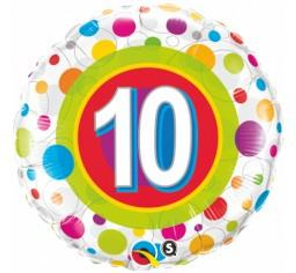 Balloon Foil 18" Colourful Polka Dots 10 (Uninflated)