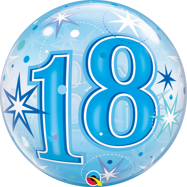 Balloon Bubble Blue 18 with Stars (Uninflated)