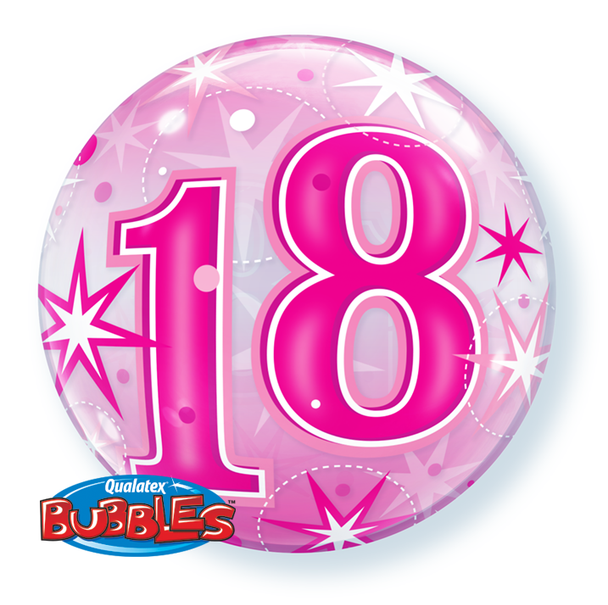 Balloon Bubble Pink 18 with Stars (Uninflated)