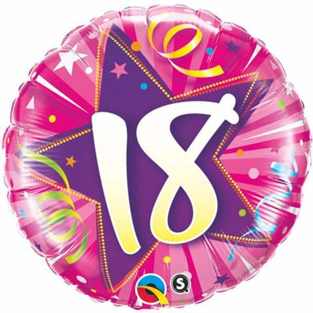 Balloon Foil 18" Pink and Purple Star Circle 18 with Streamers (Uninflated)