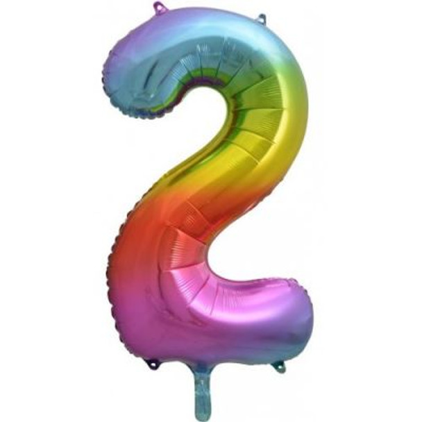 Balloon 34" (86cm) Number 2 Rainbow (Uninflated)