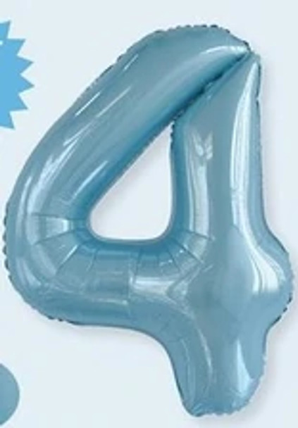 Balloon 34" (86cm) Number 4 Light Blue (Uninflated)