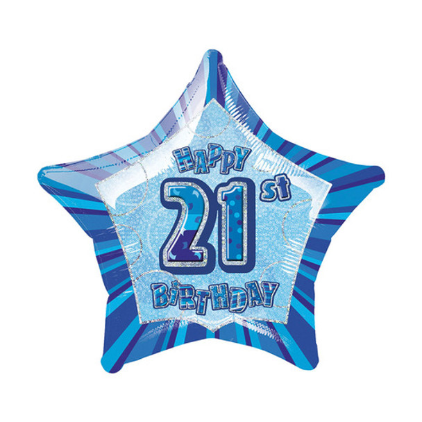 Balloon Foil 18" Blue Prismatic Star 21 (Uninflated)