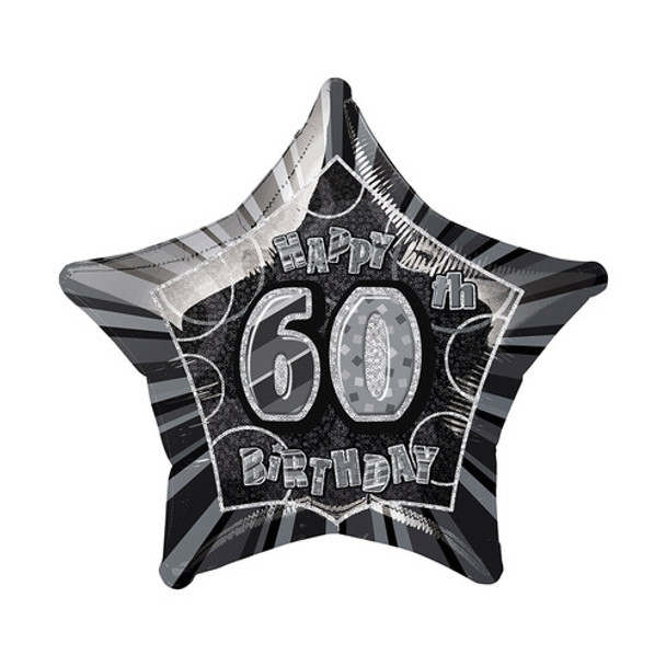 Balloon Foil 18" Black Prismatic Star 60 (Uninflated)